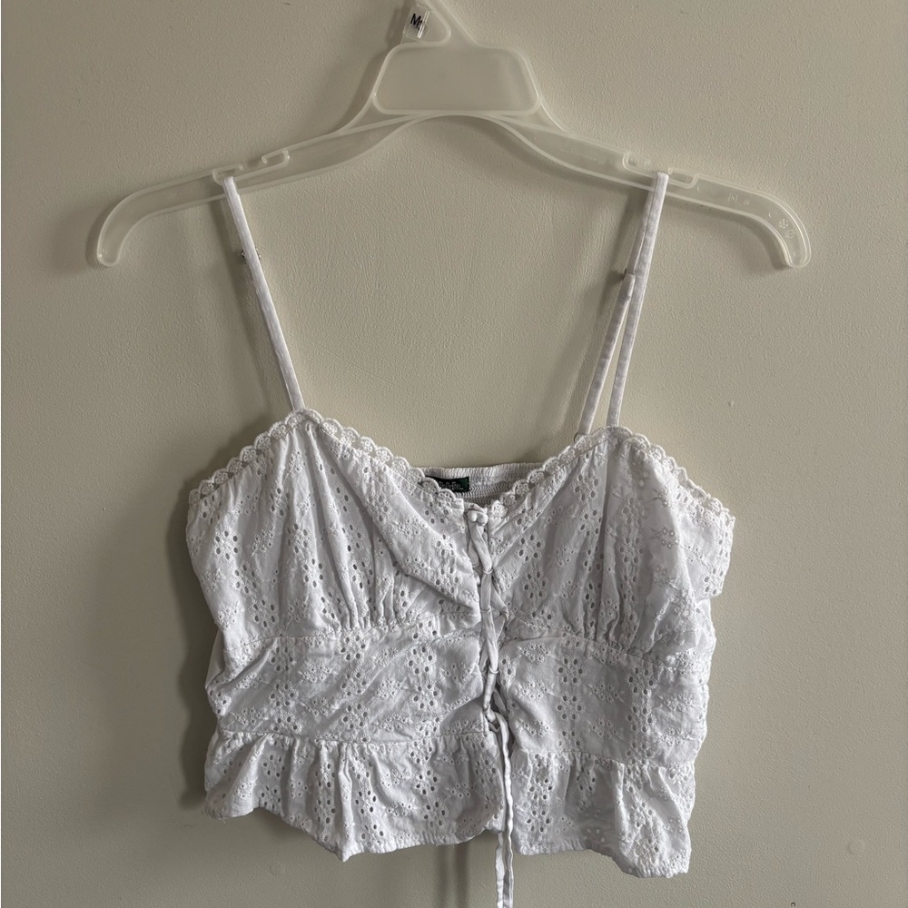 White Eyelet Lace Women's Top